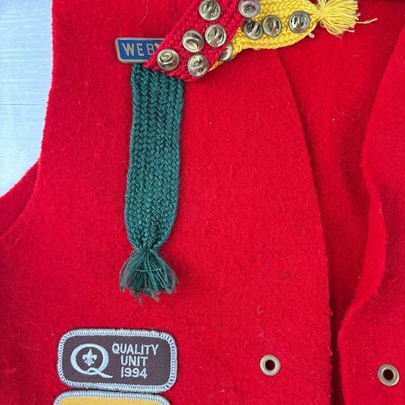 VTG 90s Official Boy Scouts of America WEBLOS Red Vest Size Medium - Picture 9 of 13
